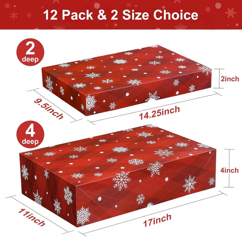 YANGTE 12 Pack Christmas Gift Boxes with Lids - Large 17" (4" Deep) & 14" (2" Deep) Gift Boxes for Present, Wrapping Robe, Shirt, Clothing - Image 2